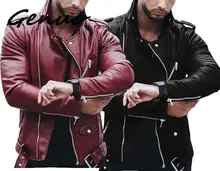 Genuo 2019 Leather Jacket Men Autumn Fashion Style Long Sleeve Stand Collar Coat Winter Zipper Patchwork Faux Leather Clothes Genuo 2019 Leather Jacket Men Autumn Fashion Style Long Sleeve Stand Collar Coat Winter Zipper Patchwork Faux Leather Clothes