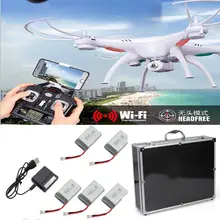 Free Shipping! Syma X5SW WiFi Quadcopter Drone FPV 2MP Cam + Hard Case + Free 5 Battery+Charger