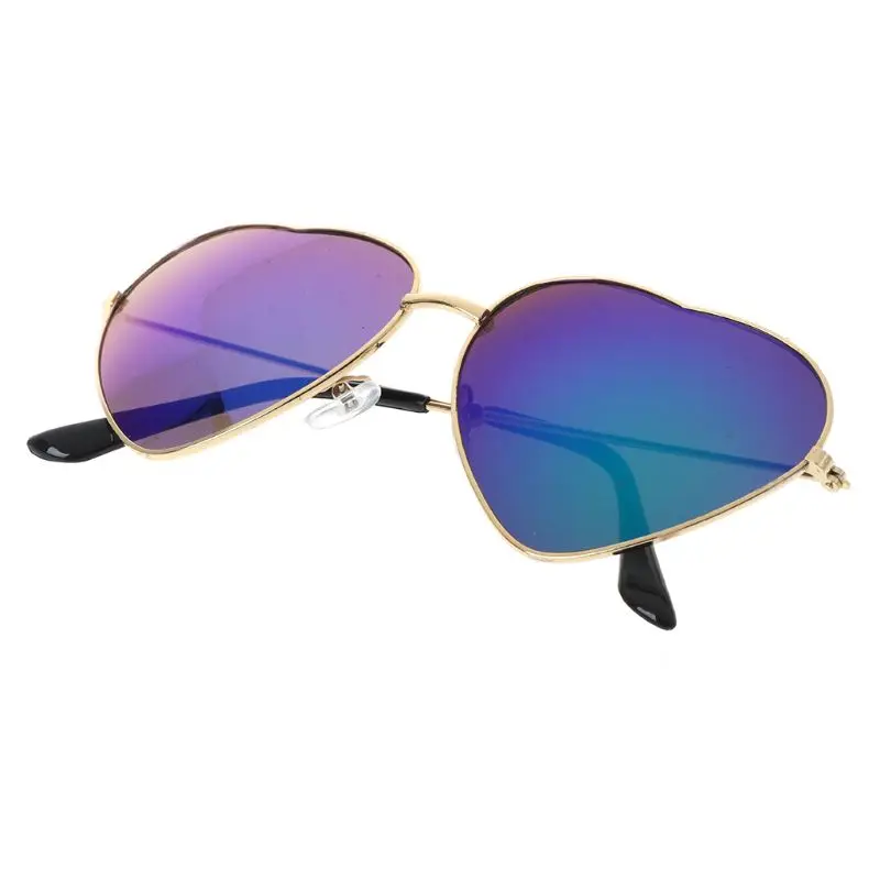 Reflective Sunglasses Outdoor Men Women Heart Shaped Metal Frame Lens Fashion