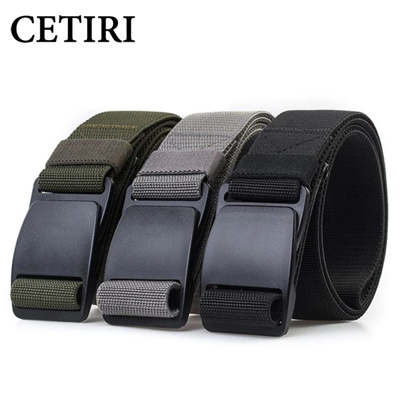 

CETIRI 3.8cm Unisex Tactical Web Belt Men Women Military Stretch Webbing Belt With POM Plastic Buckle for Outdoor Hiking