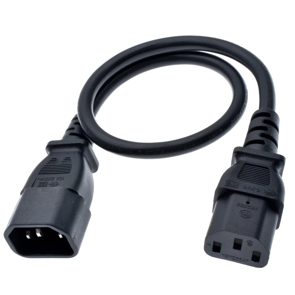 

IEC 320 C14 To C13 PDU UPS Male To Female Power Cord Extension Cable 1M 3.3FT 100cm