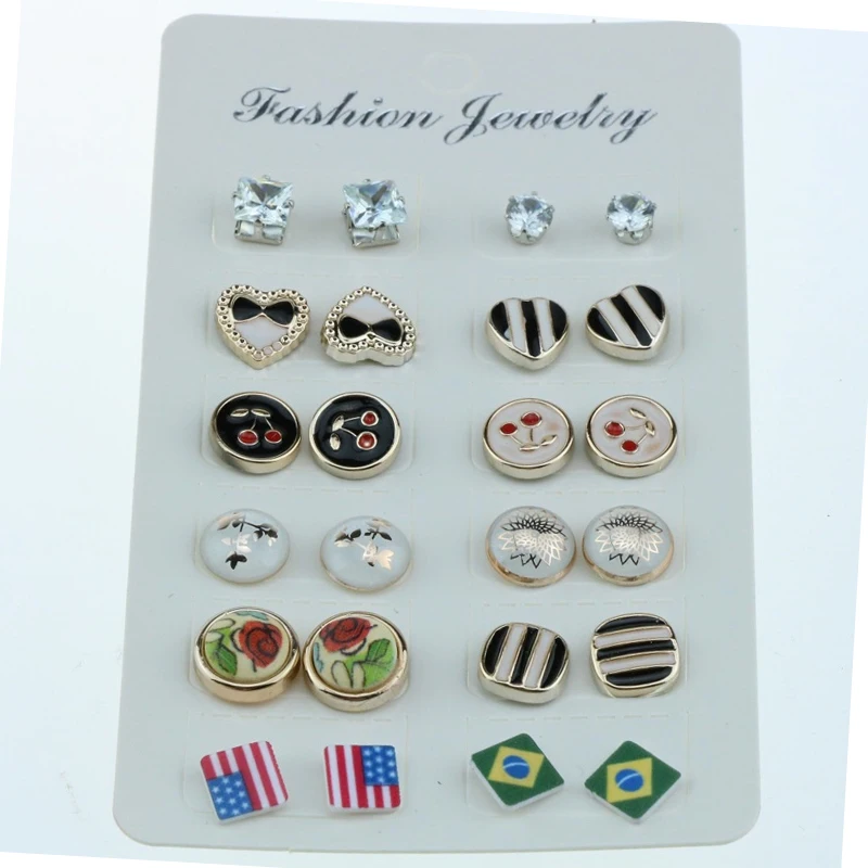 

12 special color for men and women to vogue joker stud earrings Boys and girls stud earrings