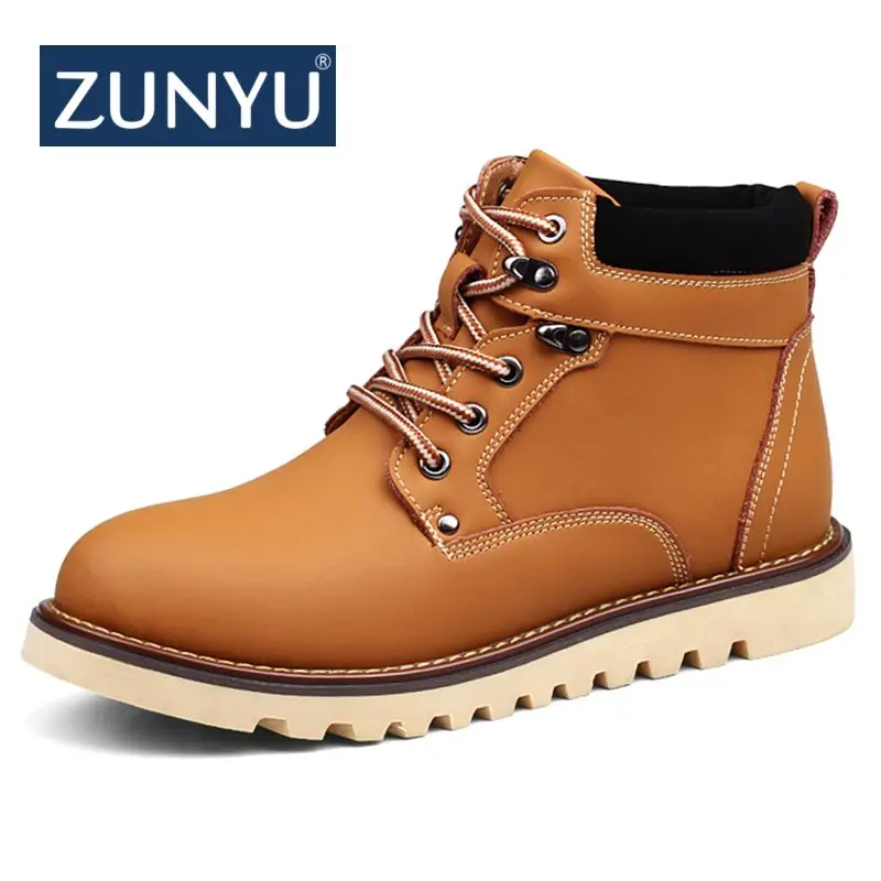 

ZUNYU 2018 New Genuine Leather Men Snow Boots Autumn Winter Outdoor Working Man Ankle Boot Men's Work Shoes Plus Size 39-46