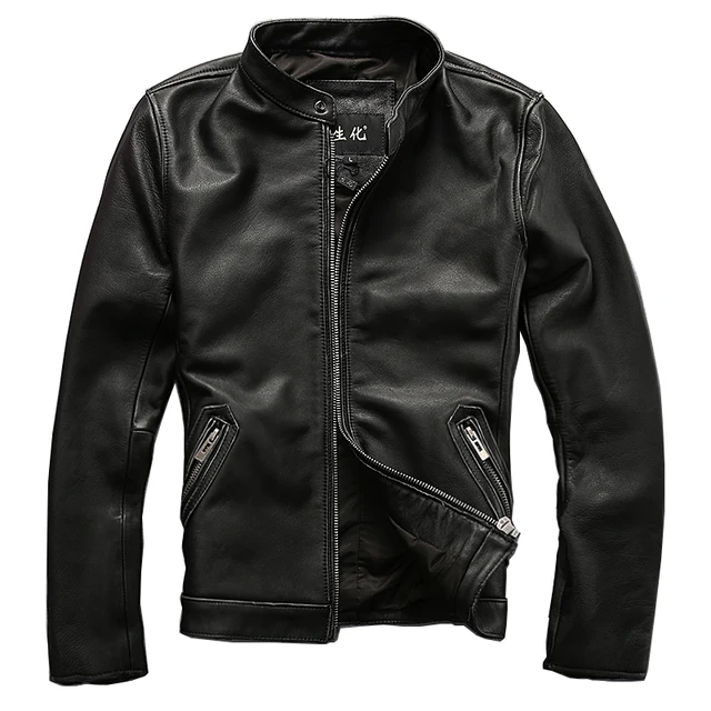 simple design men's cow leather jacket mens coat genuine