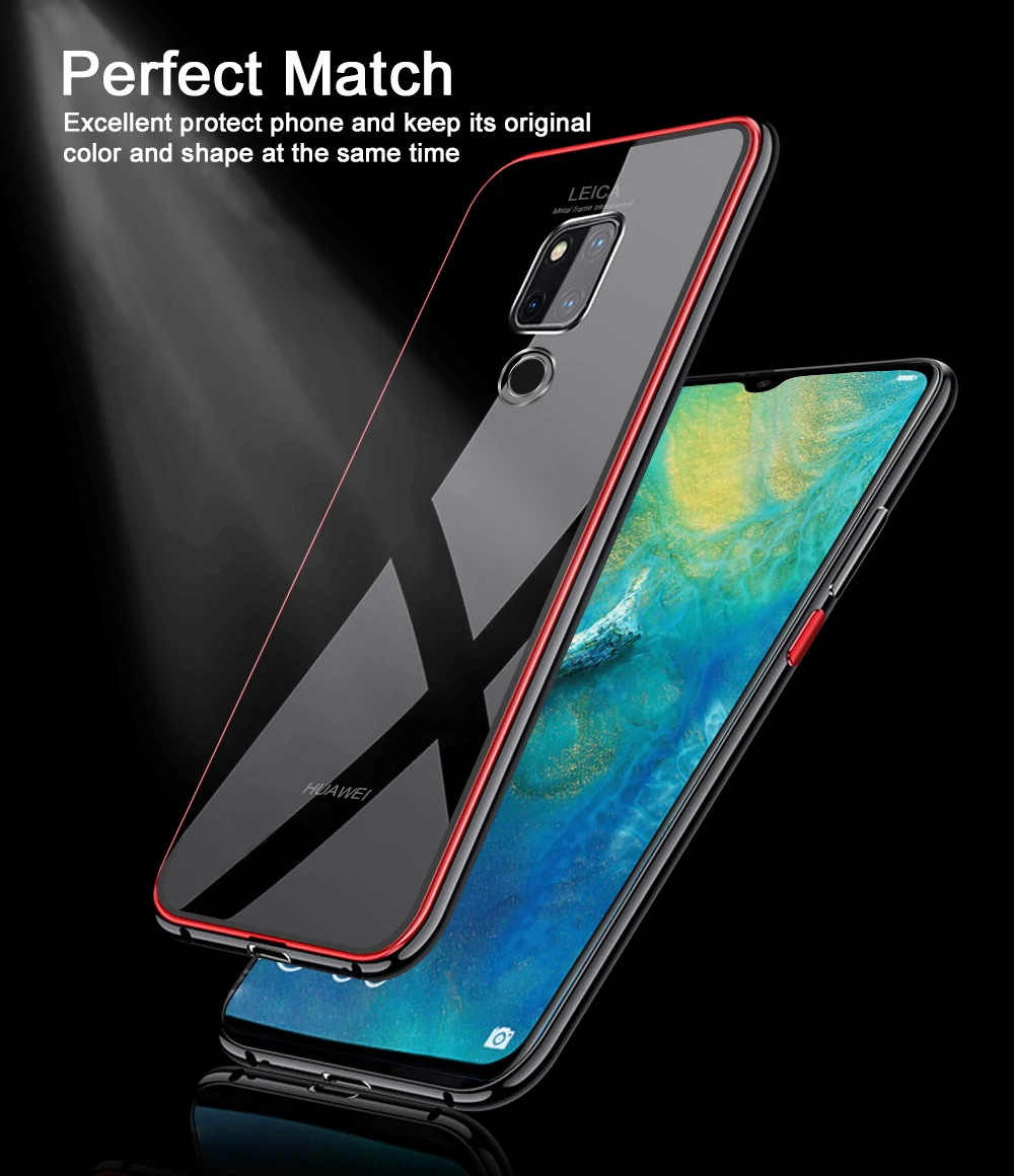 PORTEFEUILLE for HUAWEI Mate 20 pro 20x case transparent with Card Luxury Vintage Transparent With Metal Aluminum Bumper Cover (4)