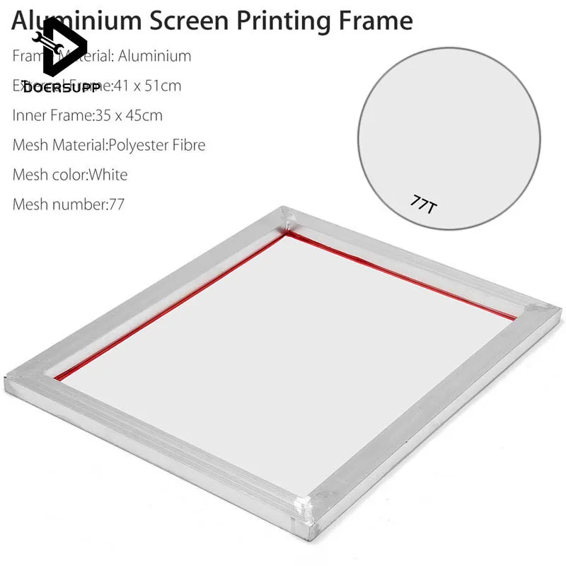 

41*51 cm A3 Screen Printing Aluminium Frame Stretched With White 77T Silk Print Polyester Mesh for Printed Circuit Boards