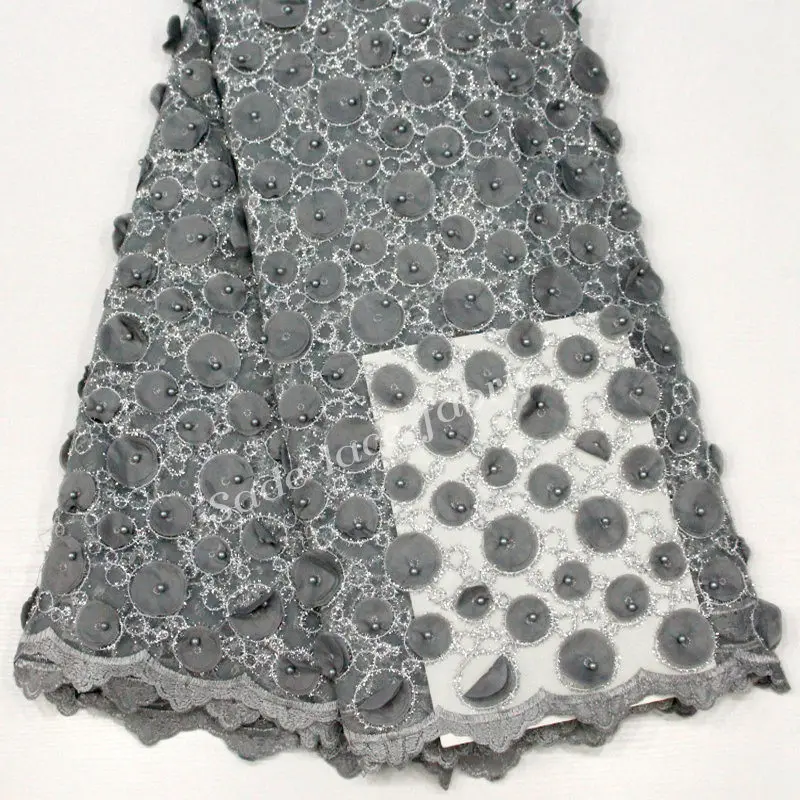 3D круг Высококачественная кружевная ткань, африканская кружевная ткань самая популярная аппликация кружево вышитое бисером ткань для