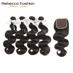 Onda Del Cuerpo Peruano de Rebecca No Remy con Armadura de Cabello Humano de Cierre 4 Paquetes con Extensiones de Cabello de Cierre de Encaje 4X4 Envío Gratis Onda Del Cuerpo Peruano de Rebecca No Remy con Armadura de Cabello Humano de Cierre 4 Paquetes con Extensiones de Cabello de Cierre de Encaje 4X4 Envío Gratis
