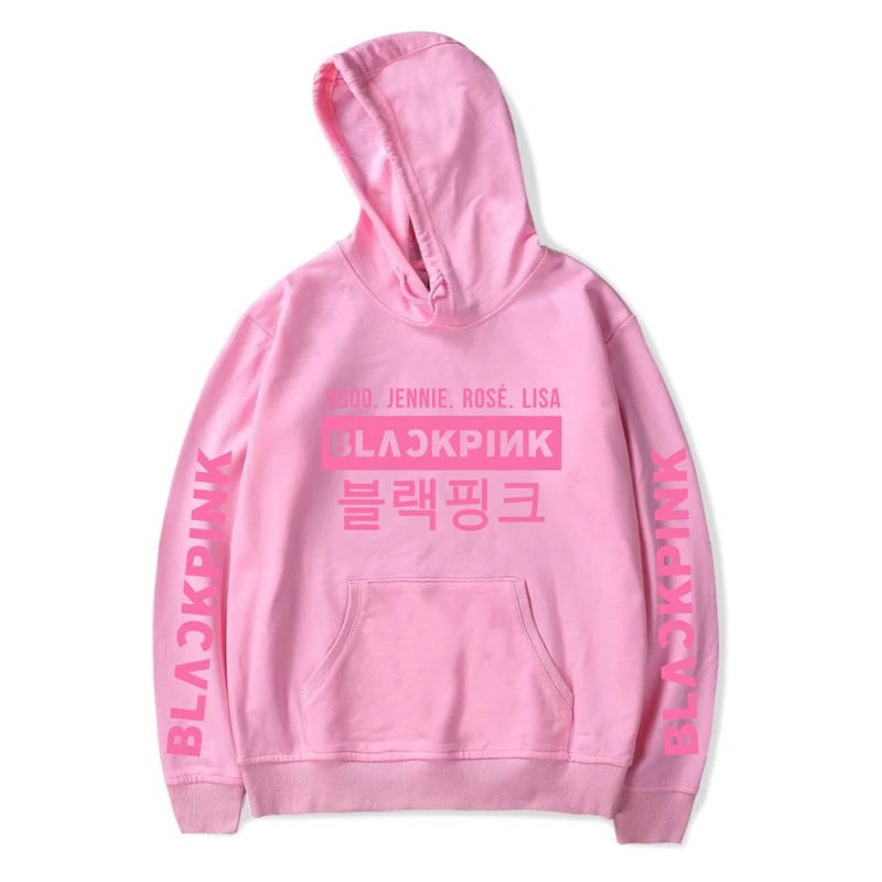 Luckfidayf Blackpink kpop толстовки с надписью Женская толстовка из хлопка с длинным рукавом черный розовый kpop повседневная одежда 4xl