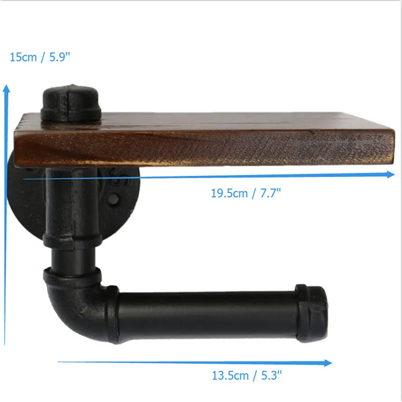 Полки для ванной Промышленные Ретро железные туалетные бумажные держатели для ванной комнаты гостиничные бумажные салфетки в рулонах Висячие стойки деревянные полки держатель