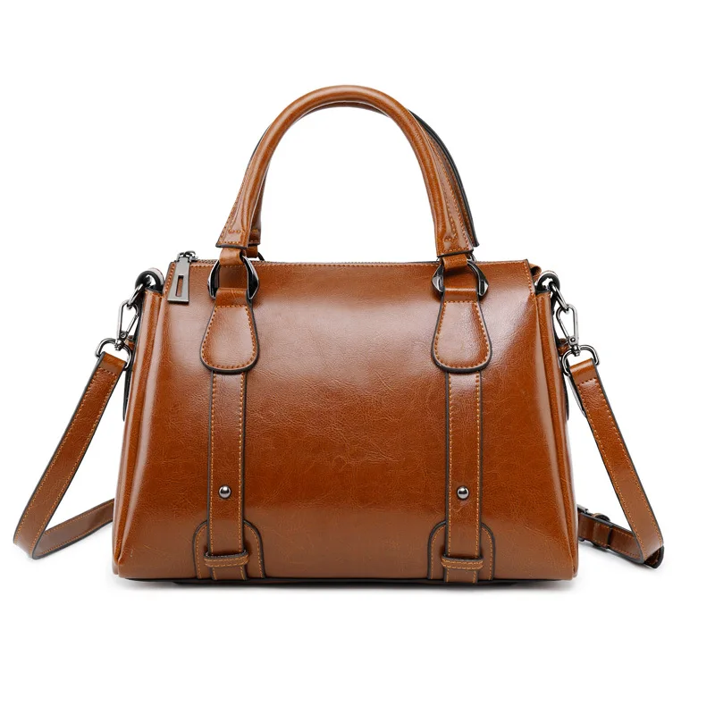 

MLHJ Vintage Women Handbag Luxury Oil Wax PU Leather Shoulder Bag Casual Tote Large Bolsos Trunk Tote Bag