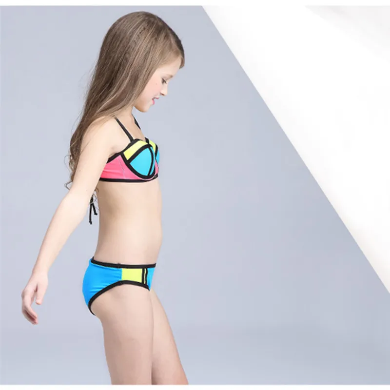 Girls Bikini Children Swimsuit Patchwork Swimwear for Teenage girl 3-12 Years kids two pieces bathing suits