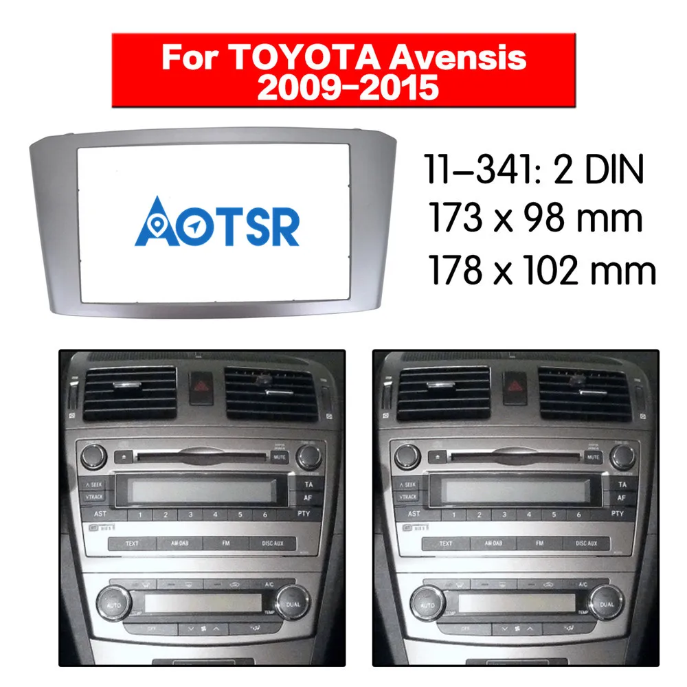 

2 din Car Radio Fascia For Toyota Avensis 2009 2010 2011 2012 2013 2014 2015 use car Multimedia radio player Double din Frame