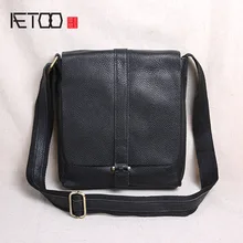 AETOO New clamshell tide layer cowhide cross section shoulder bag men's Messenger bag casual leather men bag