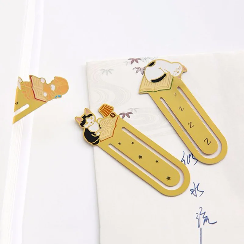 PPYY новый-4 шт./лот металл закладки для книг милый кот закладки клип аксессуары для офиса школьные принадлежности marcador li