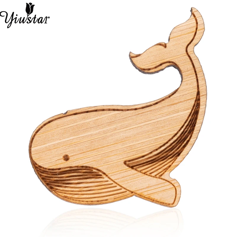 

Yiustar Mini Shark Wooden Brooch Generous Charming Wood Lapel Pin for Women Love Family Party Popular Keepsake