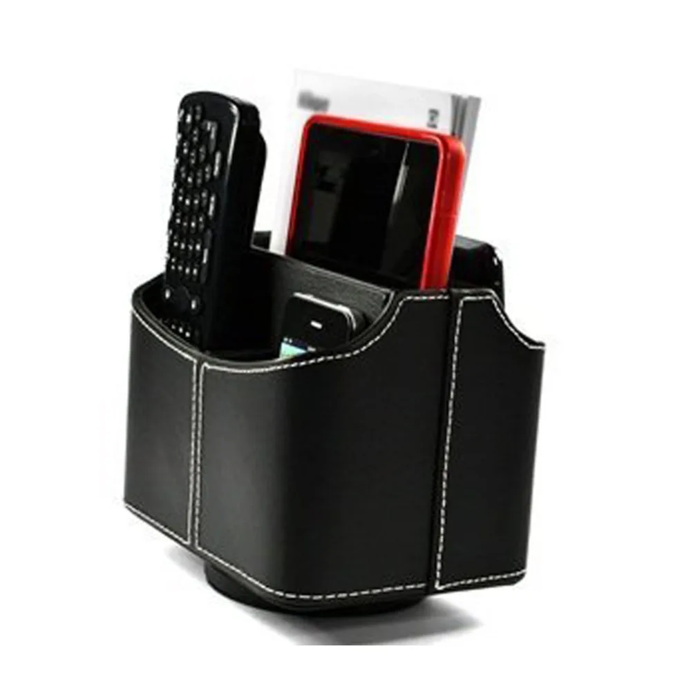 

Black PU Leather 360 Degrees Rotatable Remote control/controller TV Guide/mail/CD organizer/caddy/holder
