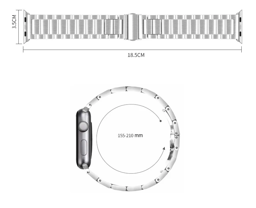 Нержавеющая сталь прокладка металлическая наручных часов Apple Watch 38 мм, 40 мм, 42 мм, длина-44 мм, ремешок для наручных часов iWatch, 1/2/3/4/5 Apple iPhone ремешок для часов