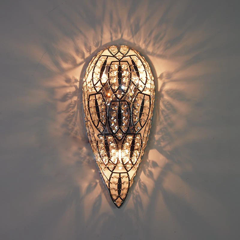 

Luxurious crystal wall lamp metal plating modern hotel living room bedroom wall light Lavish art decor dining room light fixture