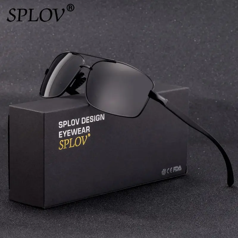 

SPLOV New Fashion Men Sunglasses Women Polarized Lens Aluminium Magnesium Rectangle Classic Eyewear Gafas De Sol Hombres UV400