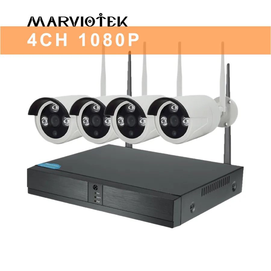 Camara, ip, wifi, nvr, комплект, ONVIF, 4CH, CCTV камера, система, беспроводная система видеонаблюдения, wifi, камера безопасности, система, наборы, для улицы - Цвет: 1080P 4CH NVR Kits