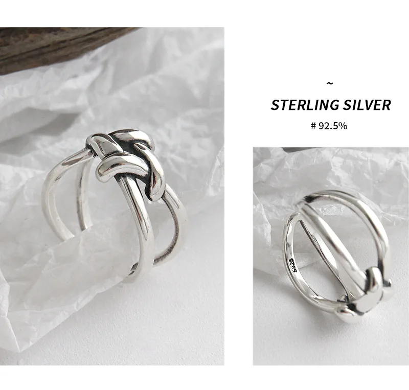 F.I.N.S античное винтажное плетение серебра 925 кольца на палец 925 пробы серебряные кольца для женщин открытые манжеты кольцо хорошее ювелирное изделие