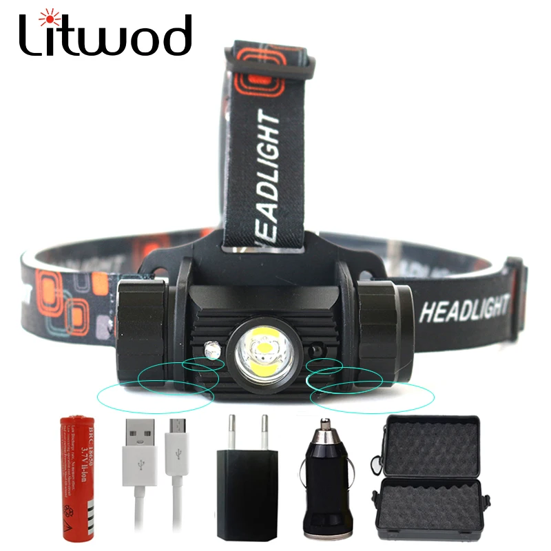 

Litwod Z209011 Mini IR Sensor Headlight Induction Usb Rechargeable Lantern Headlamp Flashlight Head Torch by 18650 Batterry