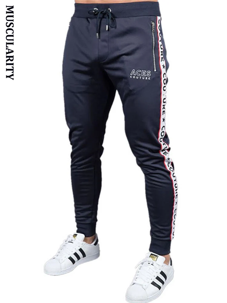 

2018 New Men's leisure Zipper pocket trousers gyms Joggers sweatpants Fitness bodybuilding men long pants fashion Sportswear