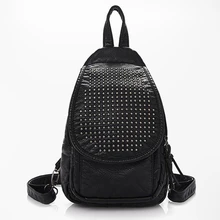 Mochila Feminina Rushed Kpop 2016 New Leather Bags Leisure Bag Backpack All-match Wholesale Retail Rivet Free Shipping C050
