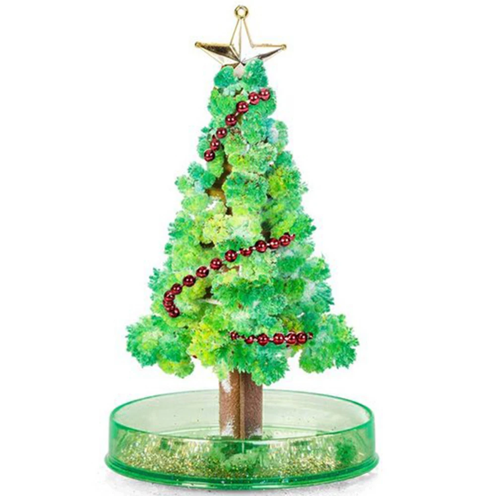 

2019 17cm H DIY Green Magical Grow Funny Christmas Trees Magic Growing Paper Crystal Tree Novelty Kids Science Toys For Children
