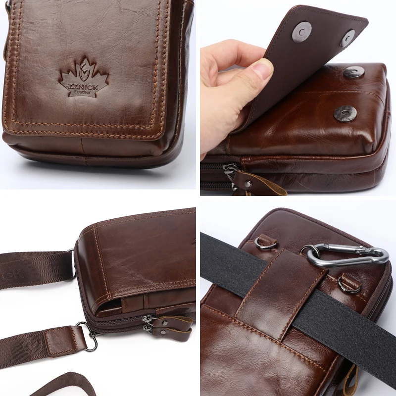 Men Bags Genuine Leather Waist Pack Shoulder Crossbody Bags CrossbMessenger Bag Men Shoulder Bags Phone Pouch Male zznick Men Bags Genuine Leather Waist Pack Shoulder Crossbody Bags CrossbMessenger Bag Men Shoulder Bags Phone Pouch Male zznick