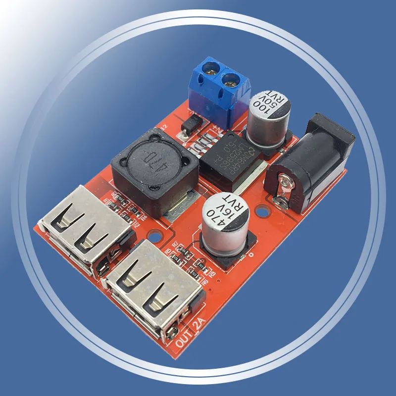 

LM2596 LM2596S Dual USB DC-DC 9V 12V 24V 36V to 5V 3A Step Down Buck Converter Board Car Charger Solar Power Supply Module