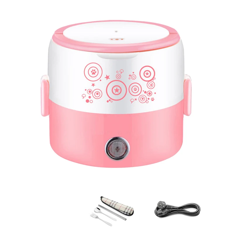 Электрический Ланч-бокс с 2-3 слоями, автоматическое отключение 220 В, нагреватель из нержавеющей стали, подогреватель пищи, нагревательный контейнер, изоляционный контейнер для школьных Бенто-бокс - Цвет: 2 Layer Pink