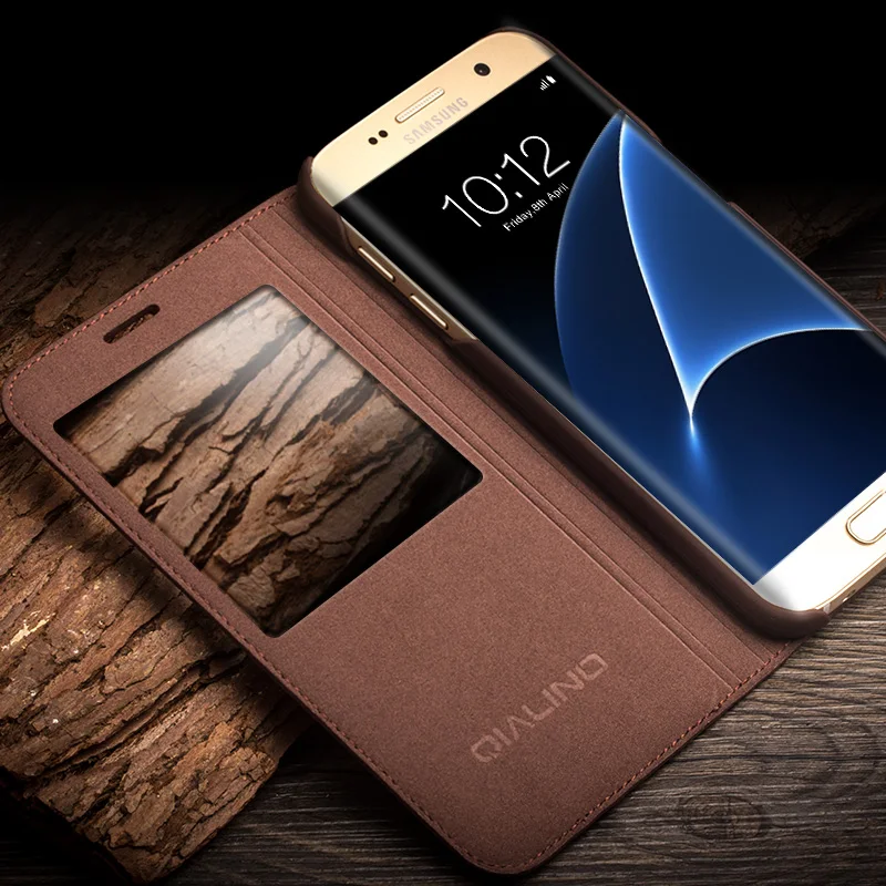 QIALINO Модный чехол из натуральной кожи для телефона samsung Galaxy S7 и edge ручной работы с