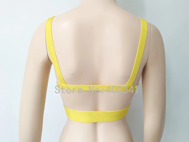 2019 new arrivals womens elastic bandage crop top spaghetti strap busty solid candy color v-neck hot sale  EV1529