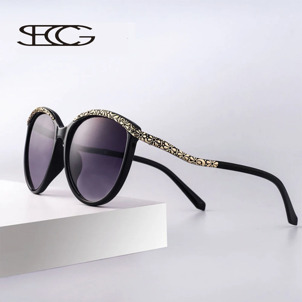 SECG Women Sunglasses Anti Reflective Oval brand Plastic Frame luxury