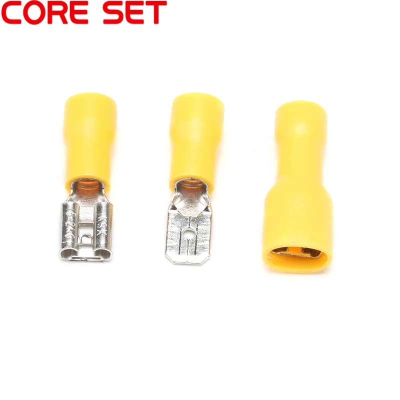 50pcs 12 10AWG Yellow Female & Male Spade Insulated Electrical Crimp