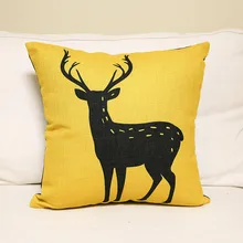 

Double Sided Yellow Black Cushions Cover Sofa Home Decor Linen Cotton Pillow Cover Decorative Throw Pillows Pillowcase 45X45cm