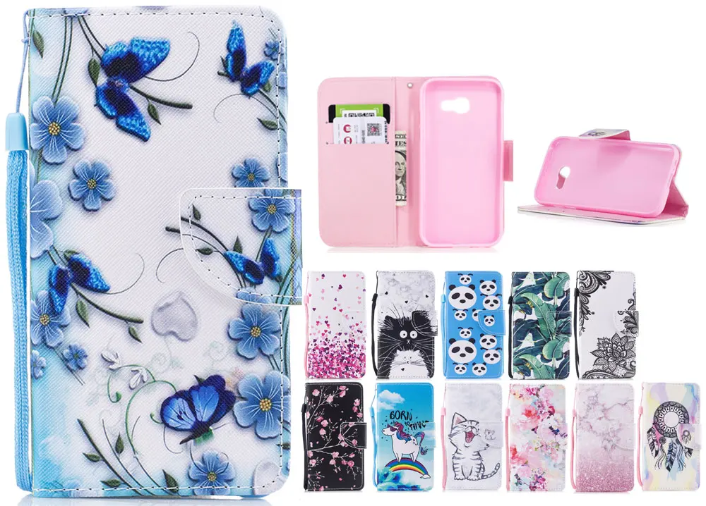 

PU Leather Phone Case for Samsung Galaxy A3 A5 J3 J5 J7 2016/2017 Cartoon Unicorn TPU Flip Wallet Stand Cover for Galaxy Note 8
