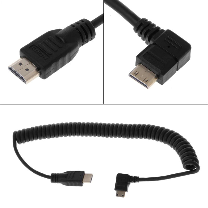 

Micro HDMI To Mini Cable Coiled Adapter Spiral Cable Mini HDMI To HDMI M/M