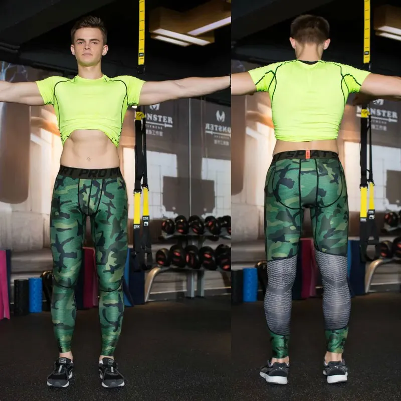 

Mens Compression Pants 2016 17 New Crossfit Tights Men Bodybuilding Pants Trousers Camouflage Joggers