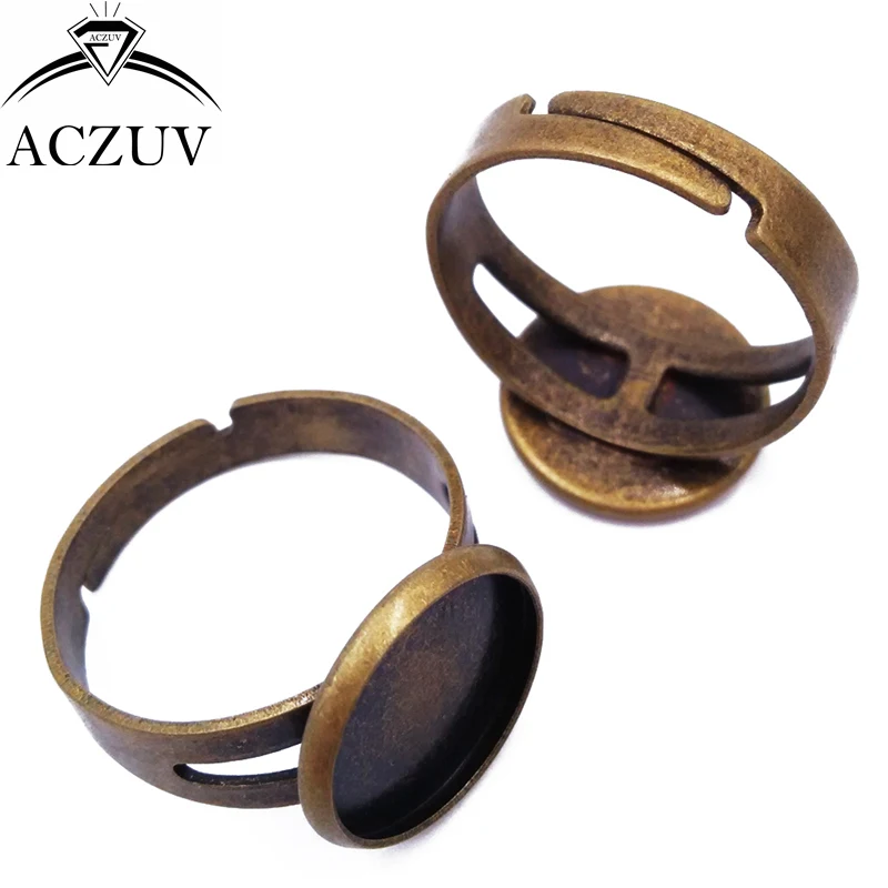 

100pcs Antique Bronze 12mm 14mm 16mm 18mm 20mm 25mm Bezel Blank Adjustable Ring Blanks Base Cabochon Rings Settings TJZT029