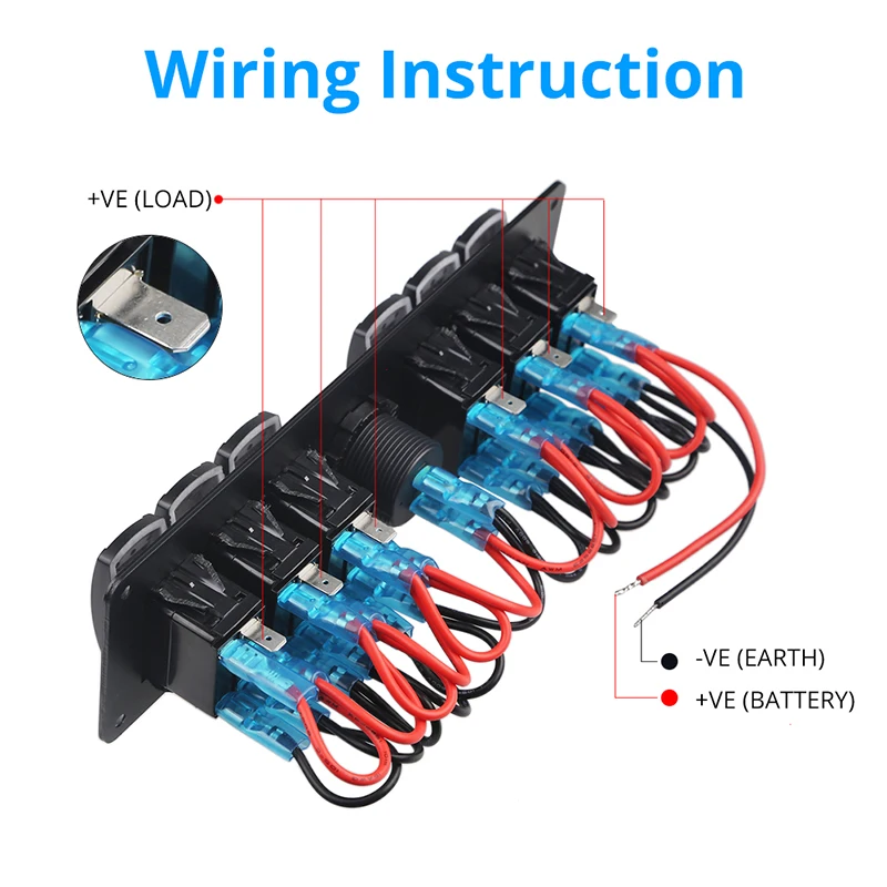 6 банд 12 В/24 В кулисный переключатель для автомобиля морской лодки автоматические выключатели вольтметр светодиодный светильник кулисный переключатель панель цепи