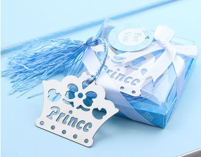 50pcs Lot Party Prince Crown Bookmark Baptism Baby Shower First