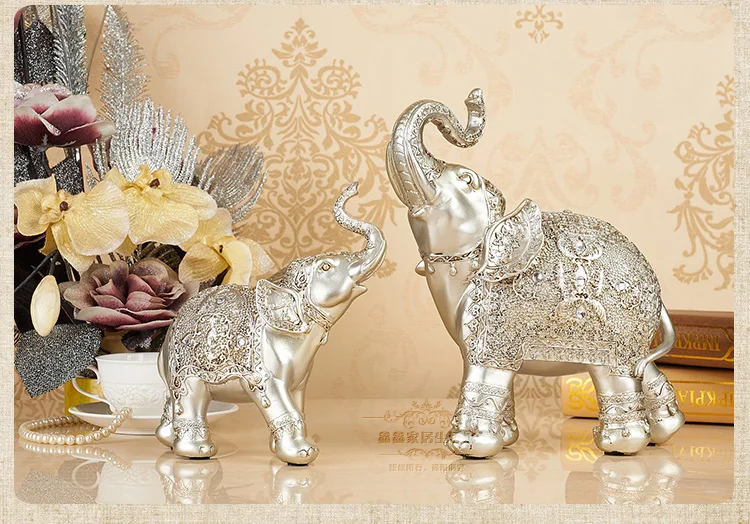 Смола Европейский Стиль Серебряный слон artcraft два орнамент из кусочков, предметы интерьера украшение дома подарок на день рождения a2404