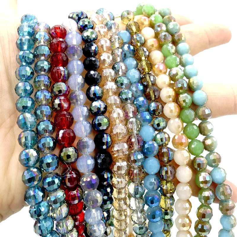 New 8mm Half Plated Wholesale Lot Round Glass Loose Spacer Beads Jewelry Making