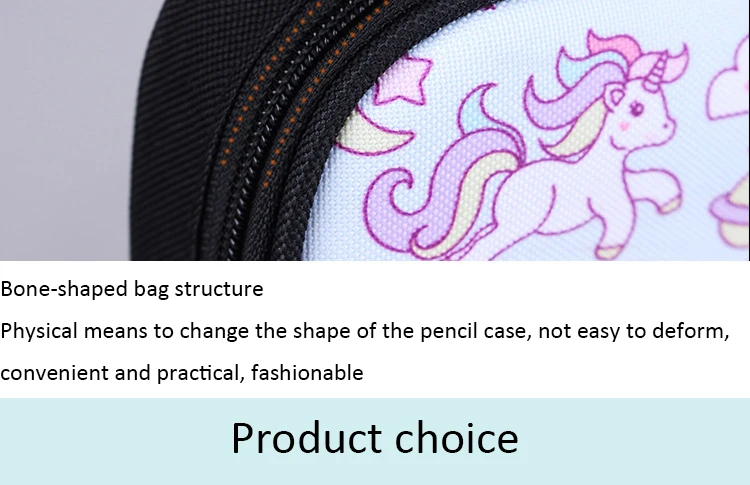 Unicorn pencil bag cartoon stationery waterproof Oxford pen bag large zip compartment large capacity pencil case school supplies (21) 