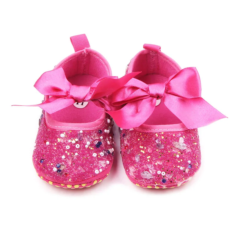 TongYouYuan/Обувь для новорожденных малышей; обувь для малышей на мягкой подошве; обувь Мэри Джейн с большим бантом и кристаллами, жемчугом и бриллиантами