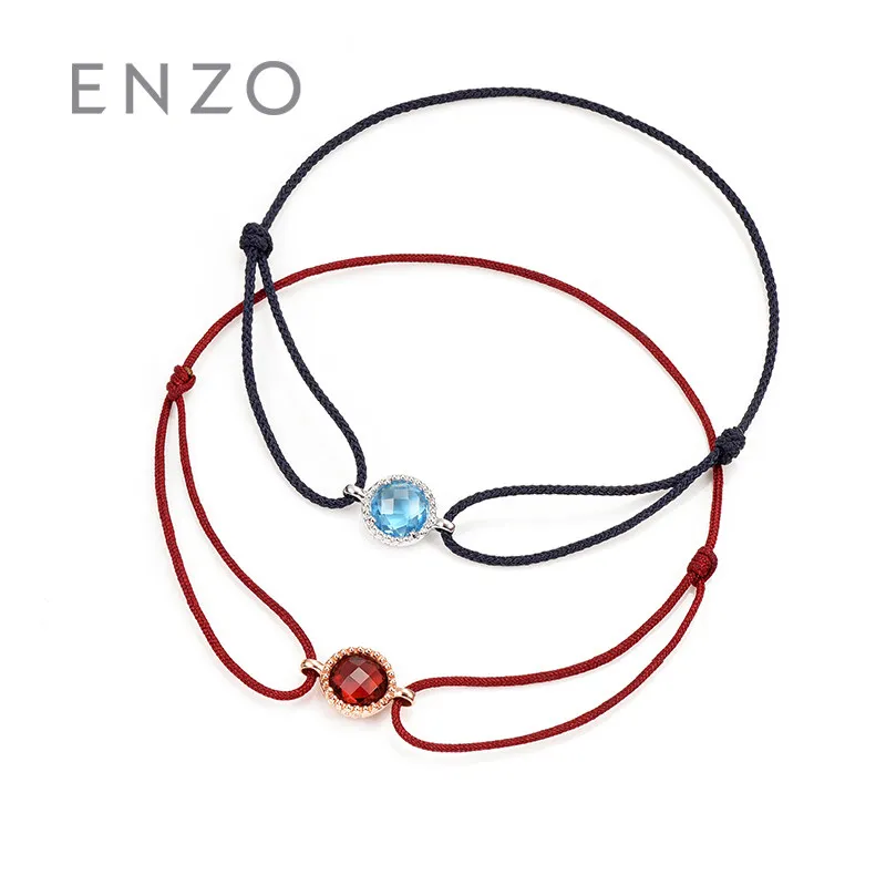 

ENZO Cannes 1Ct Blue Topaz/Garnet 18K Yellow/Rose Gold Bracelet Available All-match Charm Bracelets Woman Jewelry