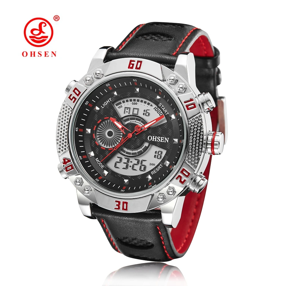 Original OHSEN Military Watches Men Sports Full Steel Quartz Watch Luxury Brand Waterproofed Diver Diving Watch